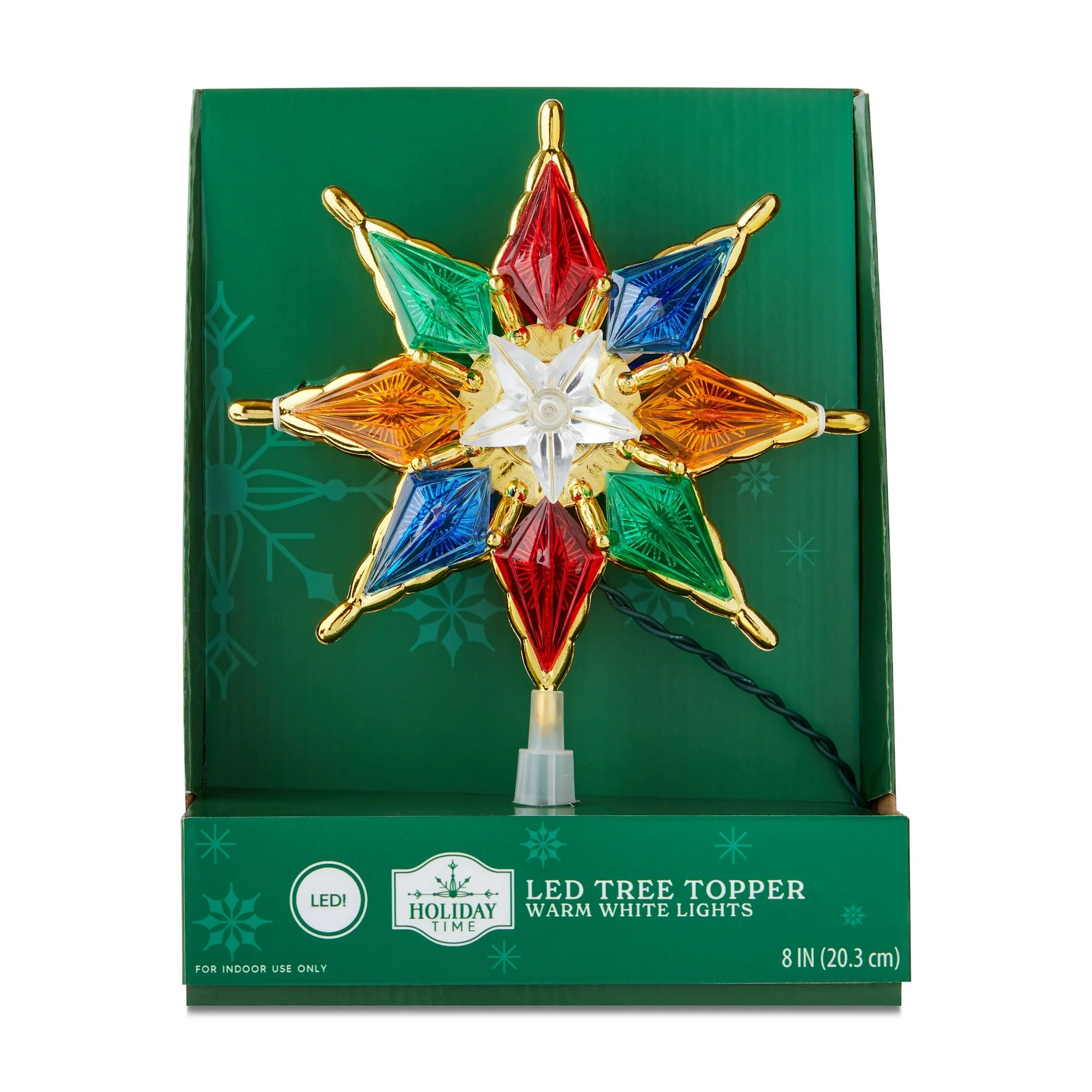 LED Star Christmas Tree Topper, Multicolor, 8", by Holiday Time