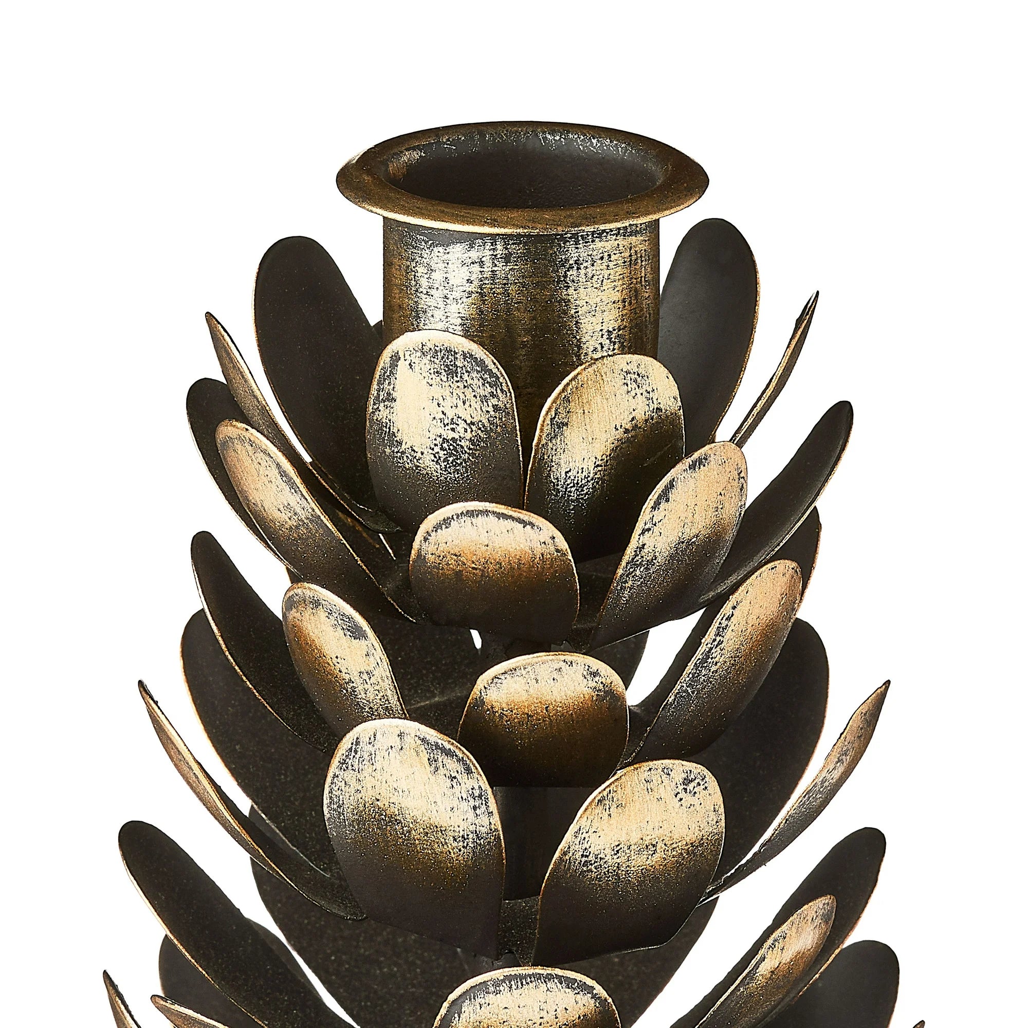 Large Brown and Gold Iron Pinecone Christmas Taper Candle Holder, 9", by Holiday Time