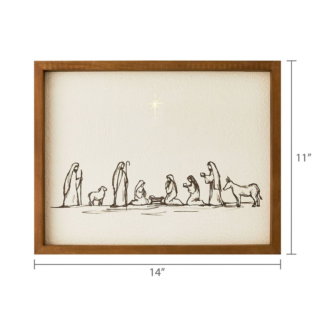 Nativity Scene with Bethlehem Star Framed Christmas Wall Art, 14" x 11", by Holiday Time