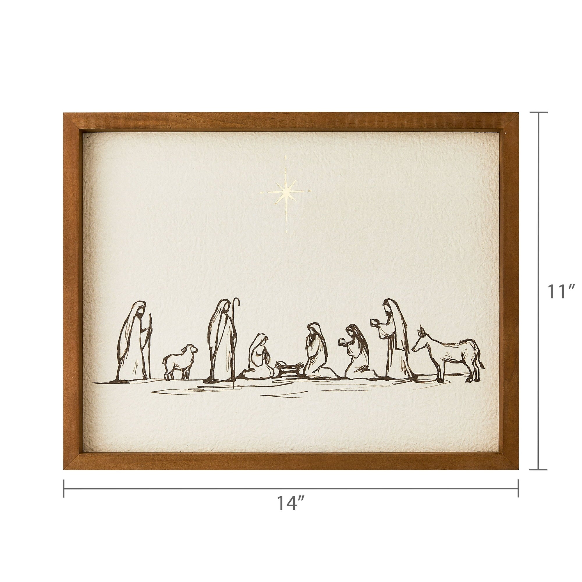 Nativity Scene with Bethlehem Star Framed Christmas Wall Art, 14" x 11", by Holiday Time