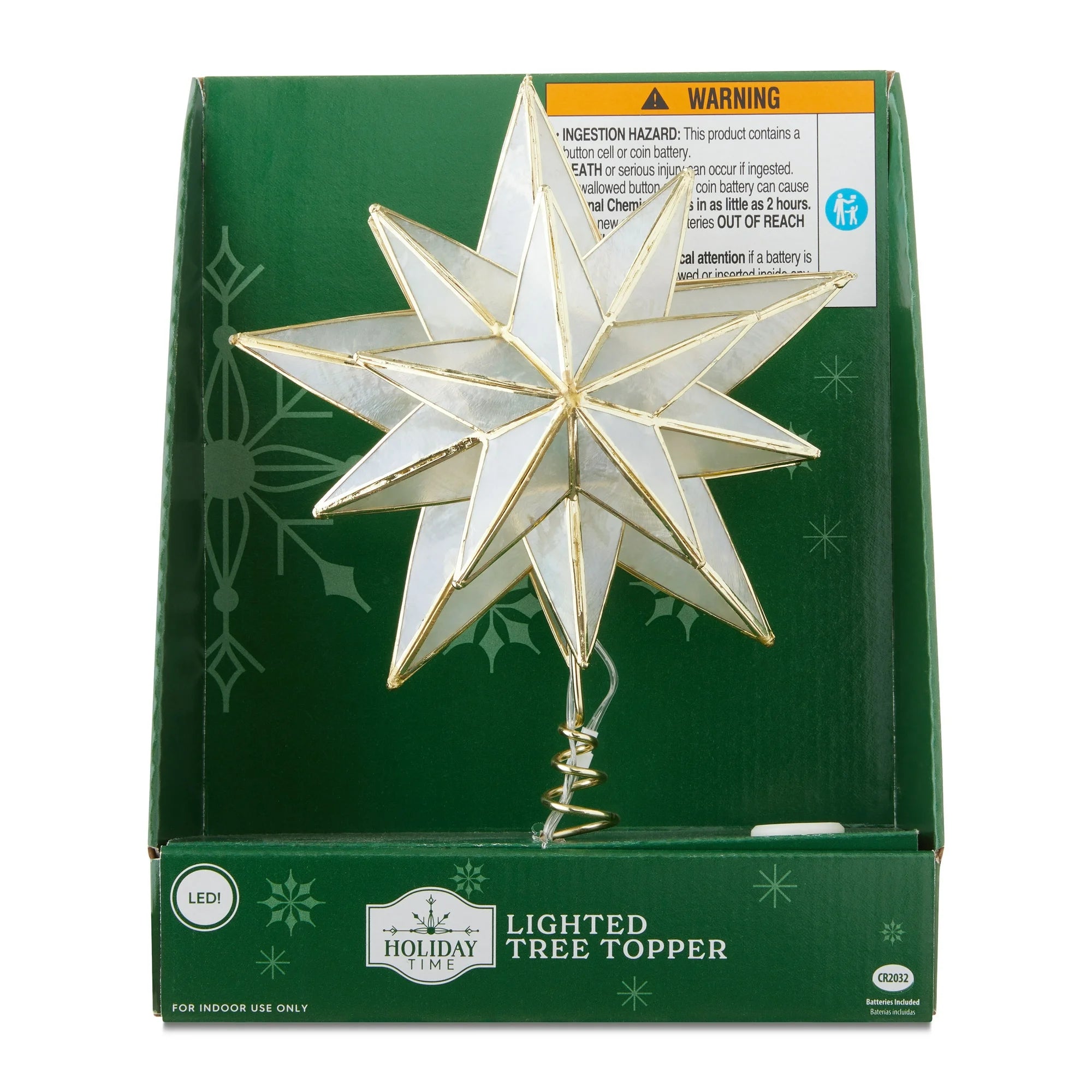 LED Capiz Star Christmas Tree Topper, Gold, [Size], by Holiday Time