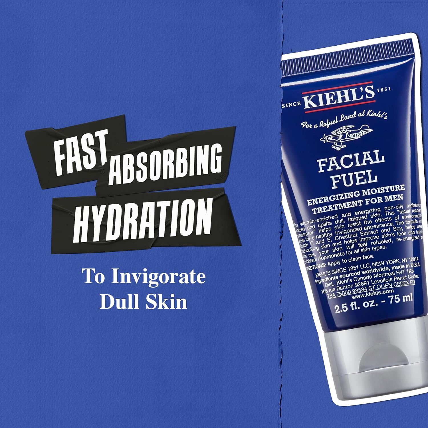 Kiehl's Facial Fuel Moisturizer, Men's Face Cream, with Vitamin C and Caffeine