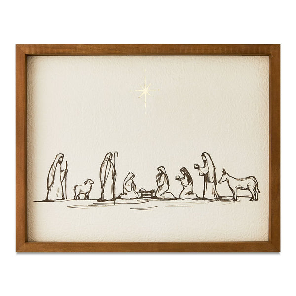 Nativity Scene with Bethlehem Star Framed Christmas Wall Art, 14" x 11", by Holiday Time