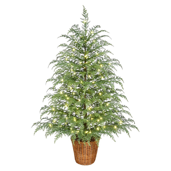 4' Pre-Lit Green Cypress Artificial Christmas Potted Tree with 100 Warm White Twinkle LED Lights, by My Texas House