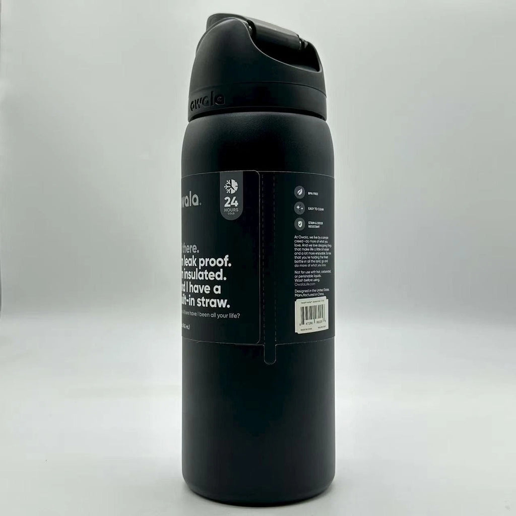 Owala FreeSip Stainless Steel Water Bottle, 24oz, Very Very Black