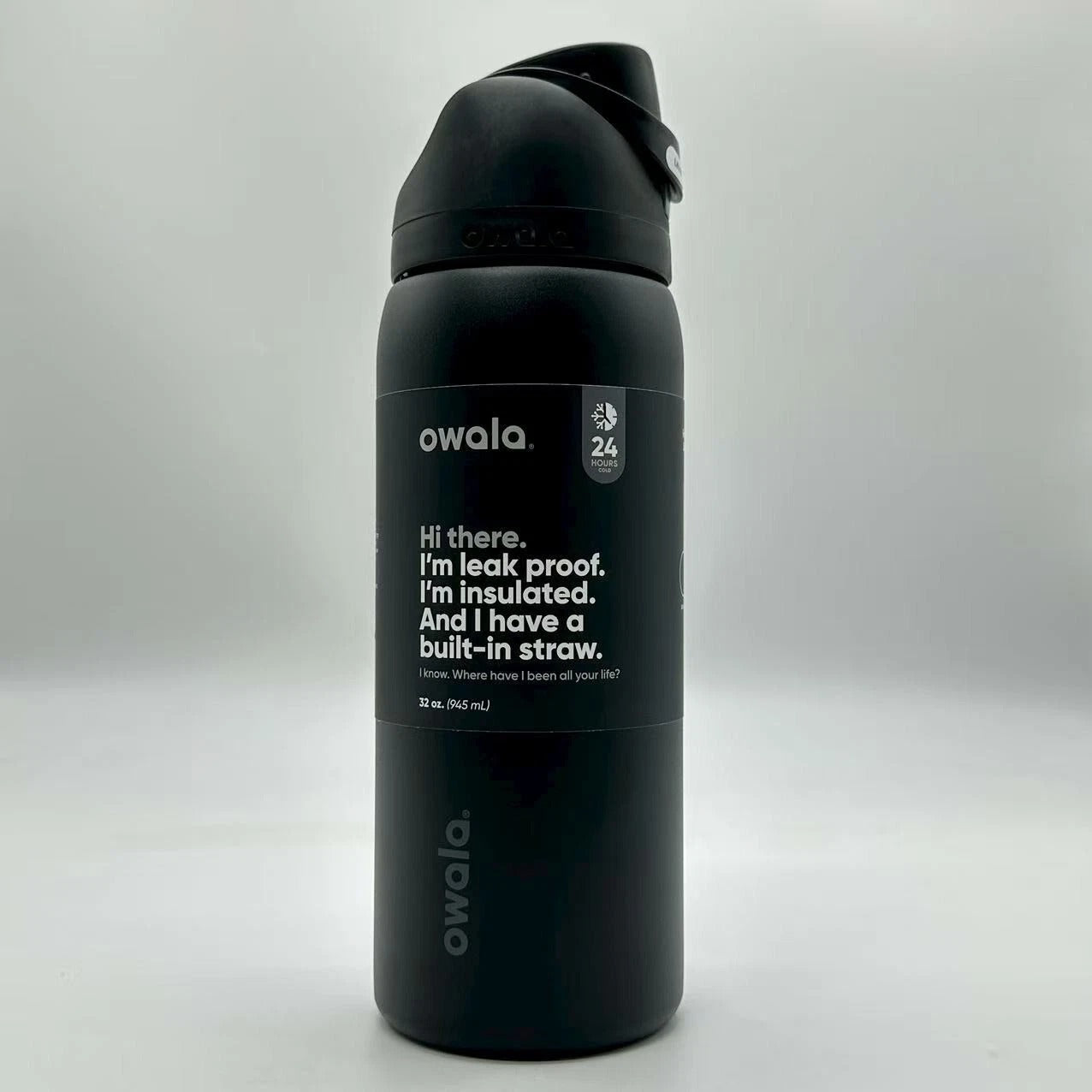 Owala FreeSip Stainless Steel Water Bottle, 24oz, Very Very Black