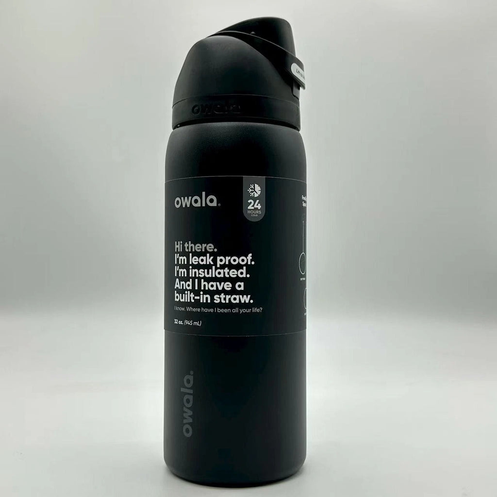 Owala FreeSip Stainless Steel Water Bottle, 24oz, Very Very Black