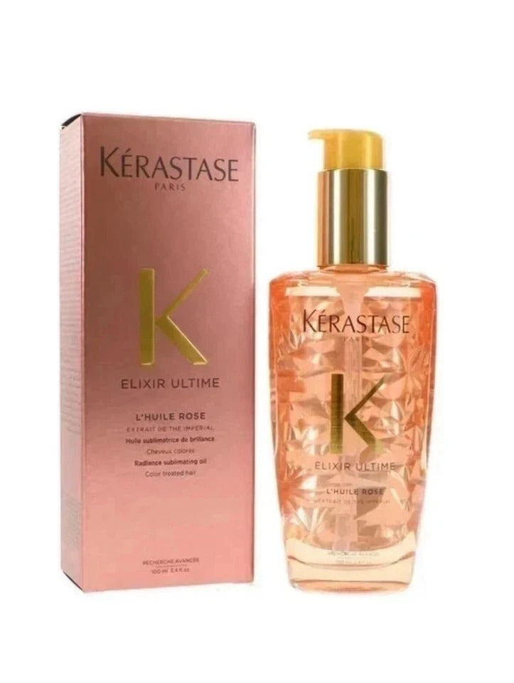 Kérastase Paris Elixir Ultime L'Huile Rose Hair Oil for Color-Treated Hair, Shine Enhancing Nourishing Hair Oil, 100ml