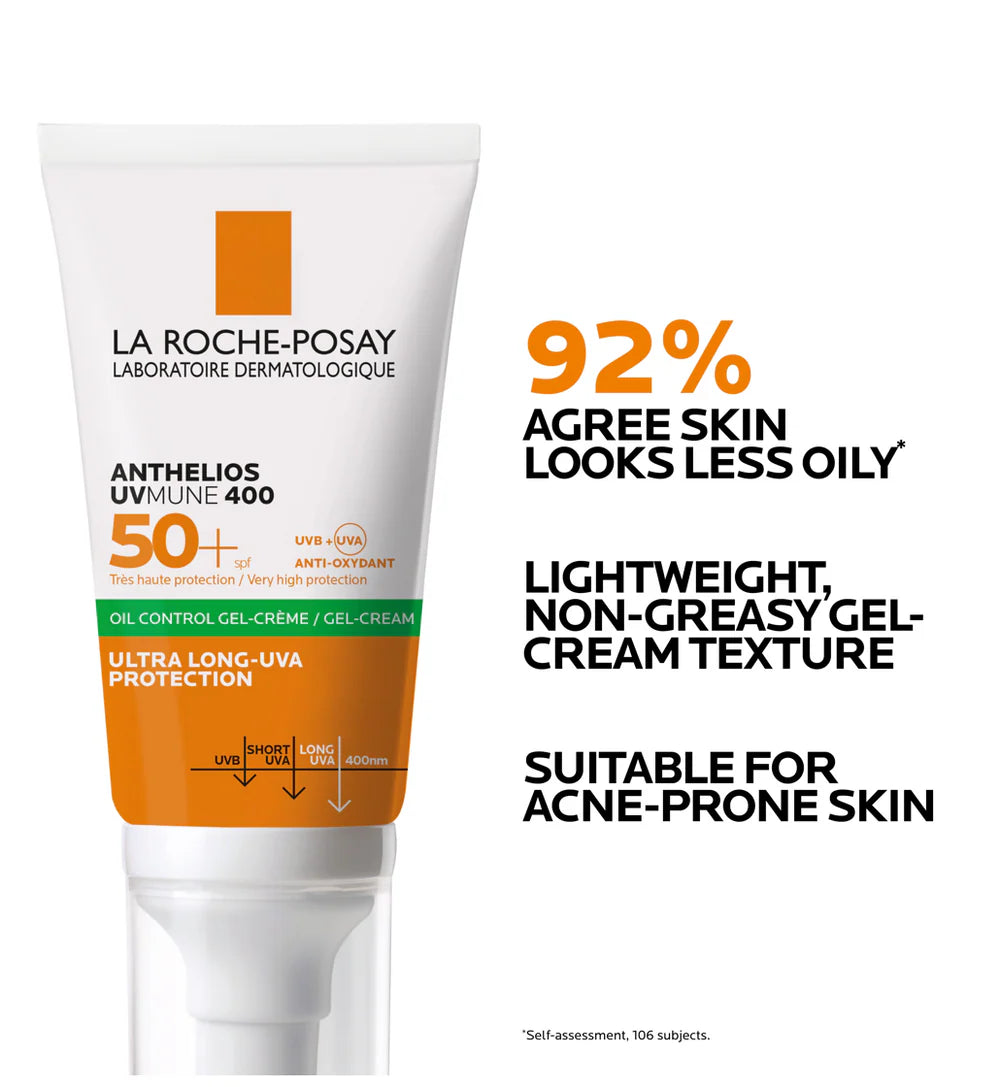 La Roche-Posay Anthelios Uvmune 400 SPF-50+ Oil Control Gel Cream, 50ml | Wholesale Pack – Bundle of 15 Units | Free Shipping