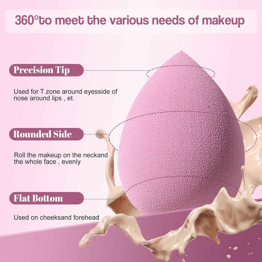BS-MALL Triangle Makeup Sponge Set 14 Pcs with Case – Purple